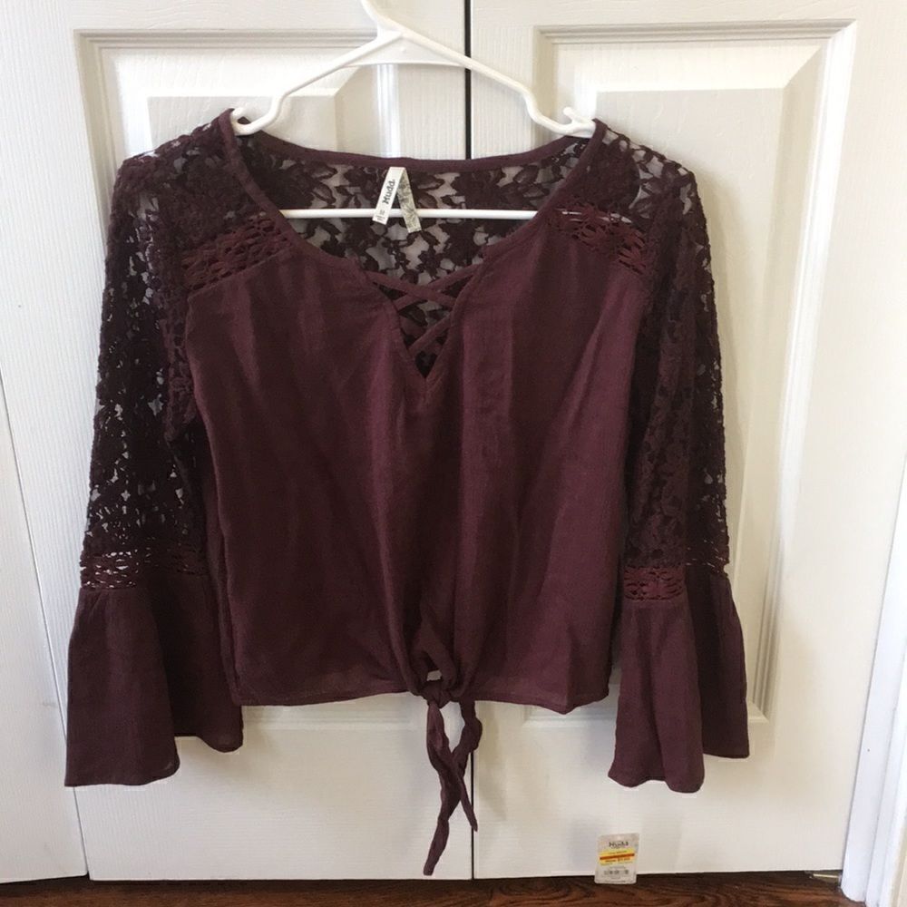 Junior’s Maroon Peasant Blouse